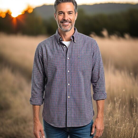 Lacoste Plaid Shirt Mens L 42 Modern Fit Long Sleeve Cotton Preppy Button Down - Picture 15 of 16